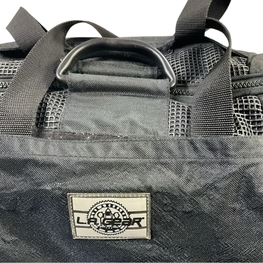 🎒 Vintage L.A. Gear Black Nylon Duffel Gym‎ Bag – 90s Retro Sports Streetwear